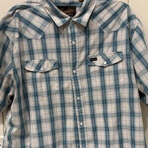 Howler Brothers Blue and White Plaid Button Down Shirt